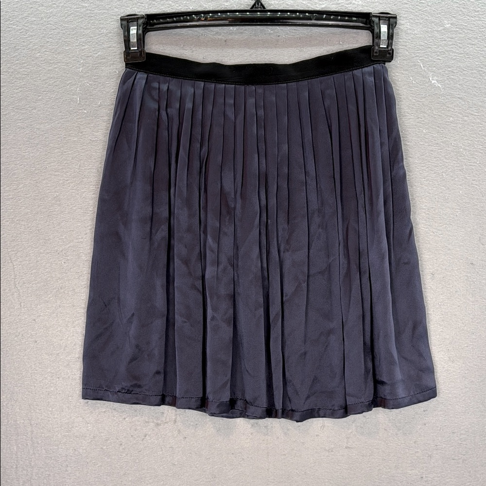 Sandro - women’s 100% silk Pleated Mini  Skirt blue / purple size 1 / S